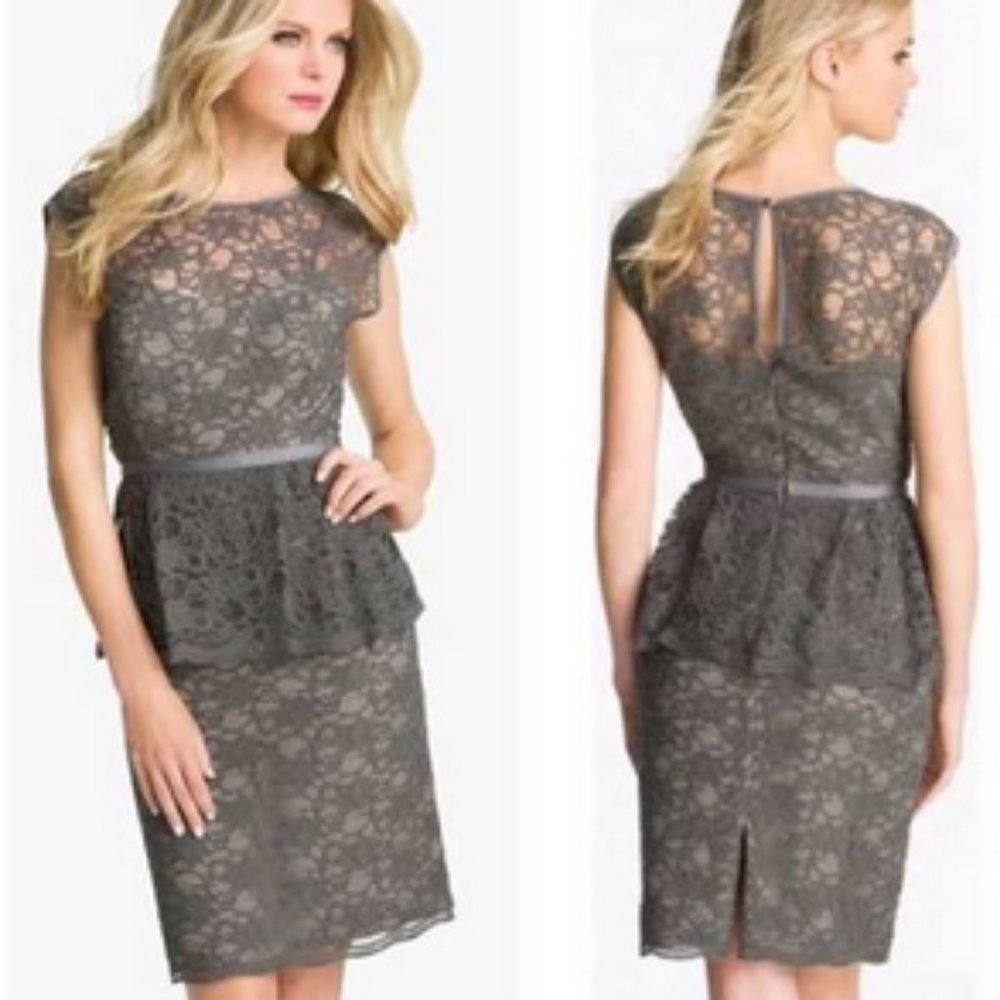COPY - Eliza J lace sleeveless peplum dress